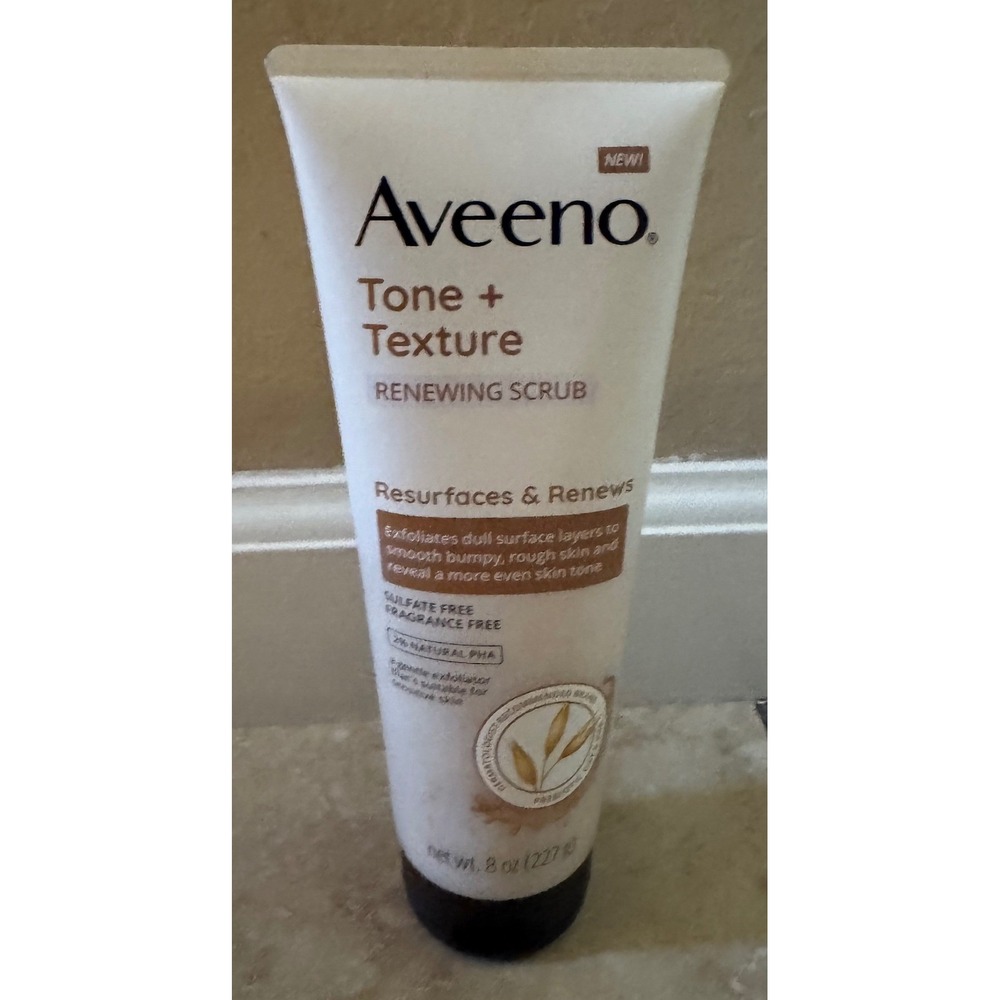 Aveeno Tone + Texture Renewing Scrub Fragrance Free 8oz NEW